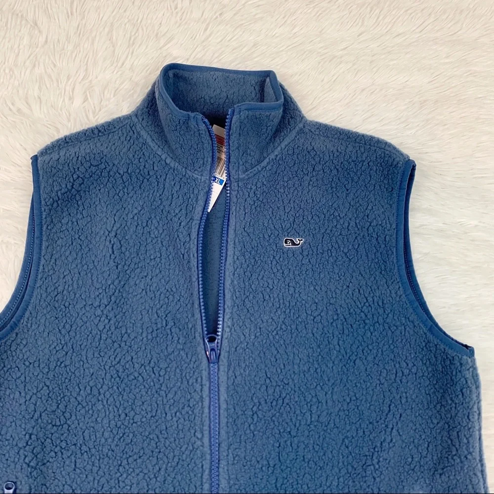 Vineyard vines boy's sherpa fleece vest outerwear full‎ zip pockets high neck